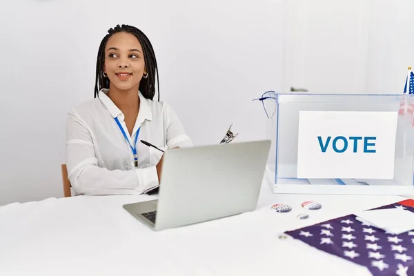 Young African American Woman Writing Clipboard Working Electoral College — стокове фото