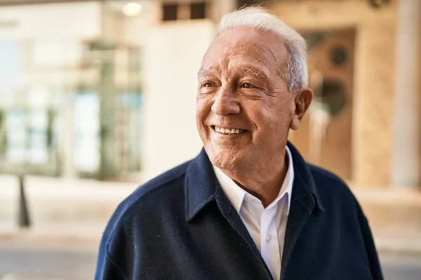 Senior Man Smiling Confident Standing Street — Stock fotografie