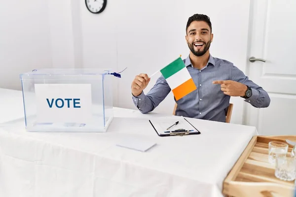 Young Handsome Man Beard Political Campaign Election Holding Ireland Flag — 스톡 사진