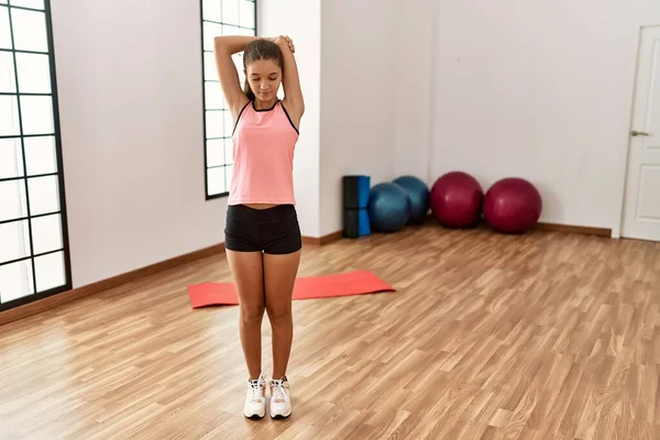 Adorable Girl Stretching Sport Center — Stock Photo, Image
