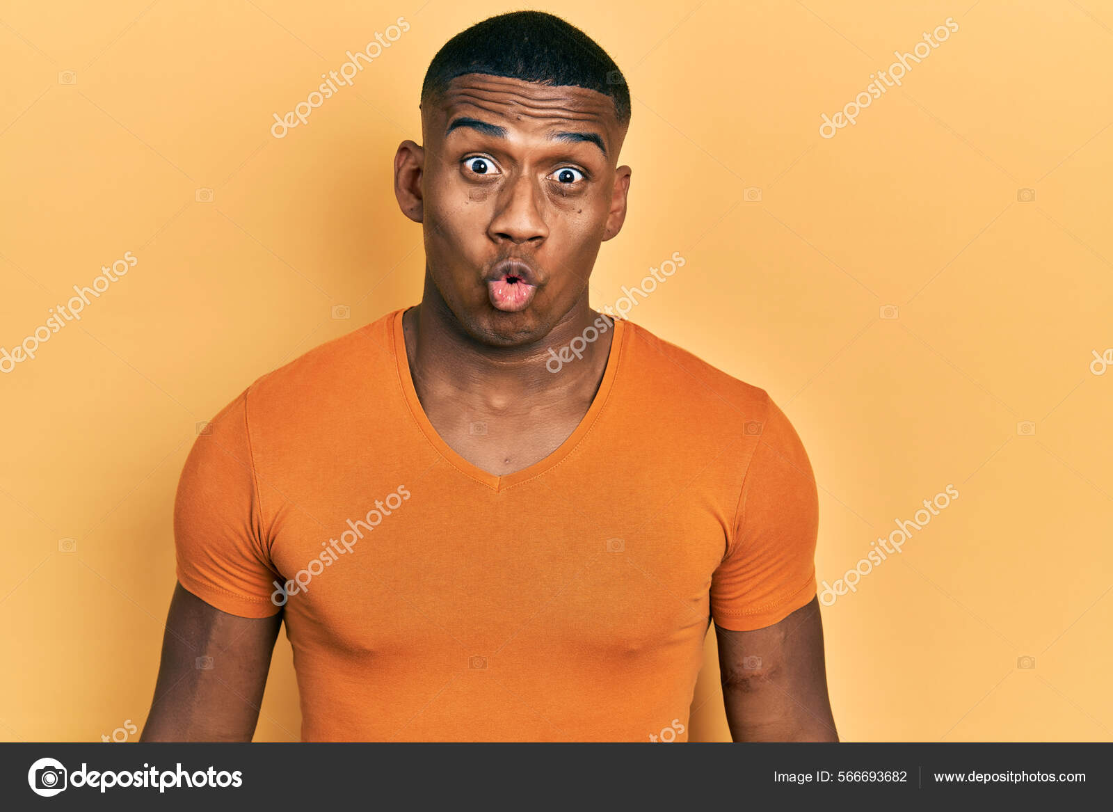 Scared black man face. Stock Photo