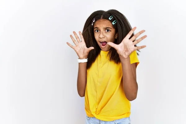 Young African American Girl Standing White Isolated Background Afraid Terrified — ストック写真