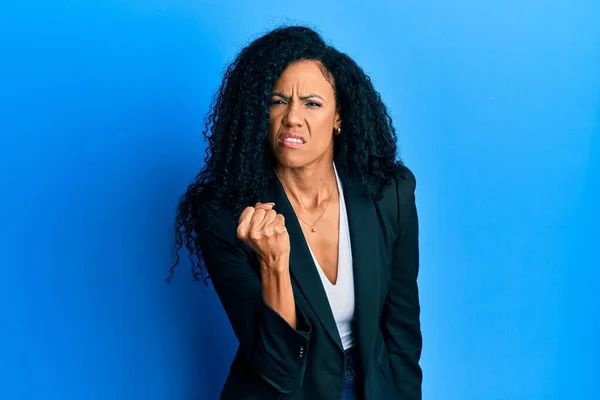Middle Age African American Woman Wearing Business Clothes Angry Mad — стоковое фото