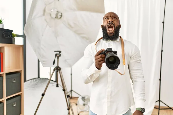 African American Photographer Man Working Photography Studio Angry Mad Screaming — Stock fotografie