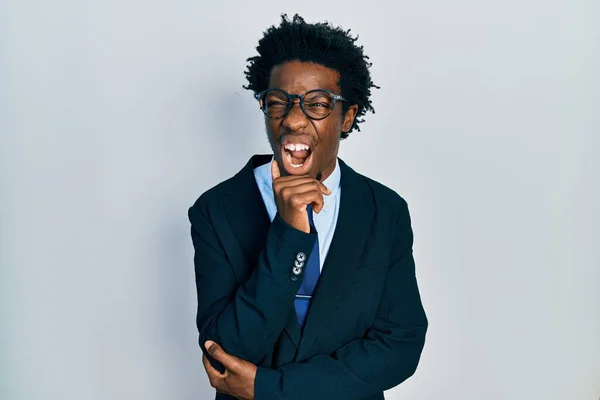 Young African American Man Wearing Business Suit Tie Angry Mad — Stock Photo, Image