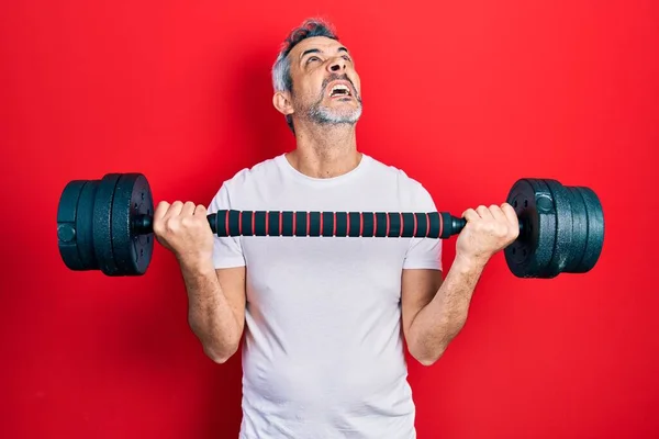 Hombre Guapo Mediana Edad Con Pelo Gris Usando Ropa Deportiva —  Fotos de Stock