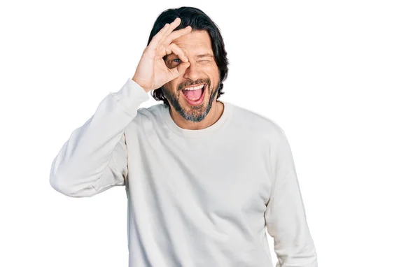 Middle Age Caucasian Man Wearing Casual Clothes Doing Gesture Hand — Stock Photo, Image