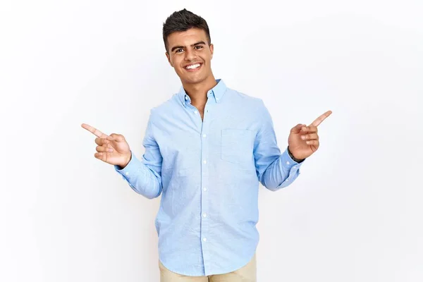 Young Hispanic Man Wearing Business Shirt Standing Isolated Background Smiling — 스톡 사진