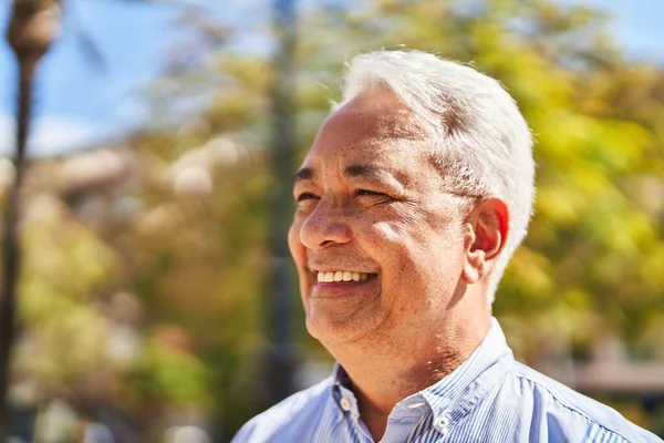 Senior Man Smiling Confident Standing Park — Stok fotoğraf