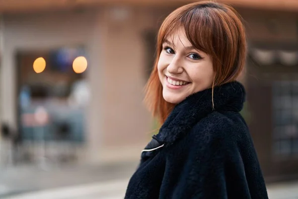 Young Woman Smiling Confident Standing Street — Stock Photo, Image