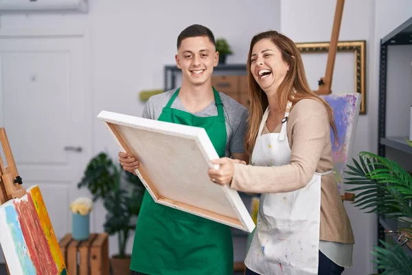 Man Woman Artists Holding Draw Art Studio — Foto de Stock