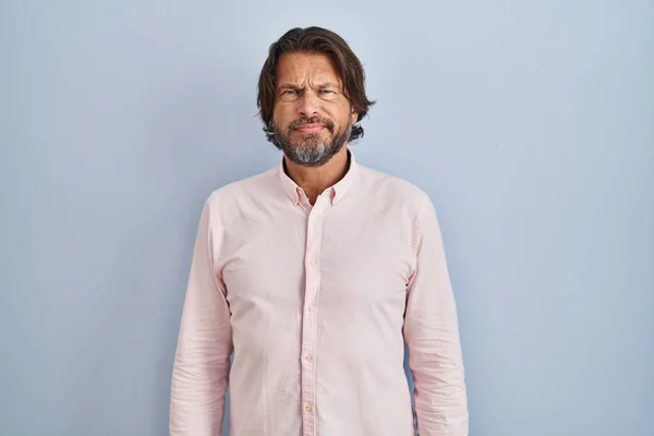 Handsome Middle Age Man Wearing Elegant Shirt Background Skeptic Nervous —  Fotos de Stock