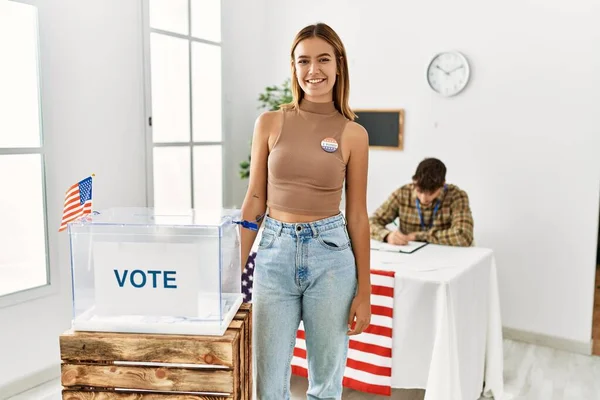 Young American Voter Woman Standing Ballot Box Electoral College — Fotografia de Stock