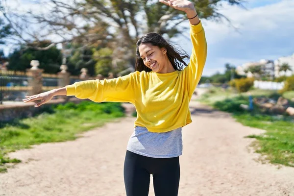 Young African American Woman Smiling Confident Dancing Park — Stock Photo, Image