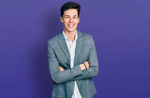 Young Hispanic Business Man Arms Crossed Gesture Smiling Laughing Hard — Stock Fotó