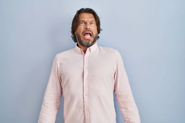 Handsome Middle Age Man Wearing Elegant Shirt Background Angry Mad — 图库照片