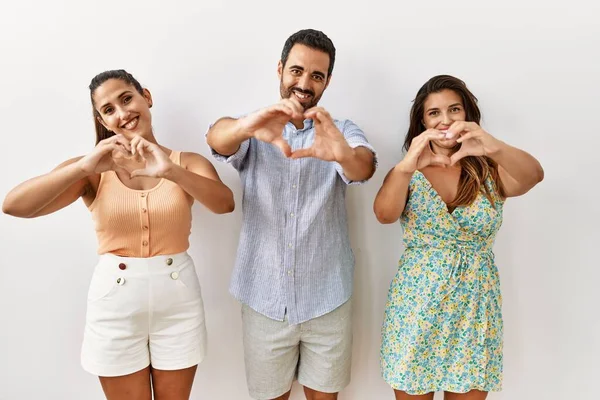 Group Young Hispanic People Standing Isolated Background Smiling Love Showing — Stock Photo, Image