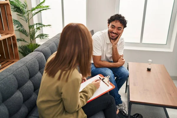 Uomo Donna Con Sessione Psicologia Centro Psicologia — Foto Stock