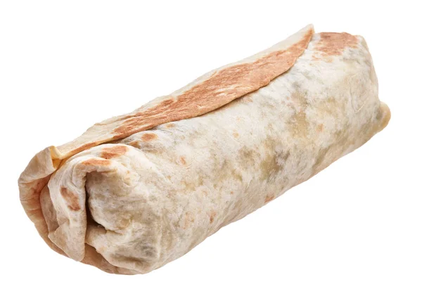 Burrito Messicano Sfondo Bianco Isolato — Foto Stock