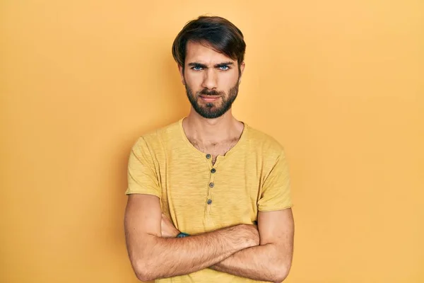 Young Hispanic Man Wearing Casual Clothes Skeptic Nervous Disapproving Expression — Stock Photo, Image