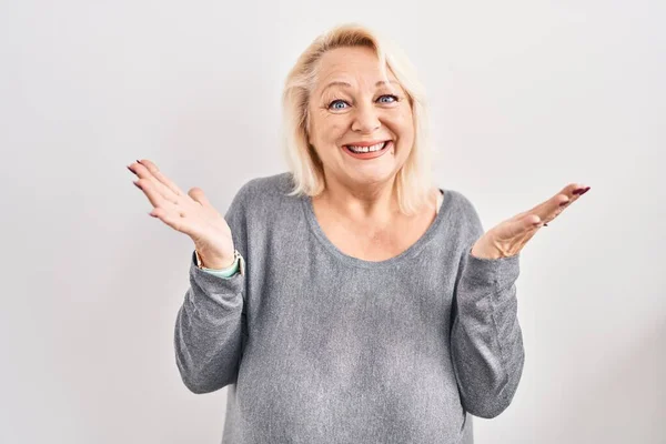Middle Age Caucasian Woman Standing White Background Celebrating Mad Crazy — Stock Photo, Image