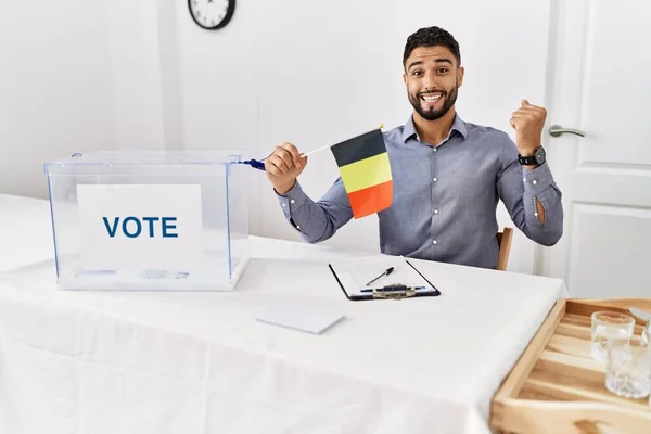 Young Handsome Man Beard Political Campaign Election Holding Germany Flag — Stock Photo, Image