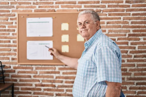 Middle Age Grey Haired Man Business Worker Speaking Office — Stock Photo, Image