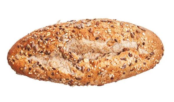 Roer Volkorenbrood Een Witte Geïsoleerde Achtergrond — Stockfoto