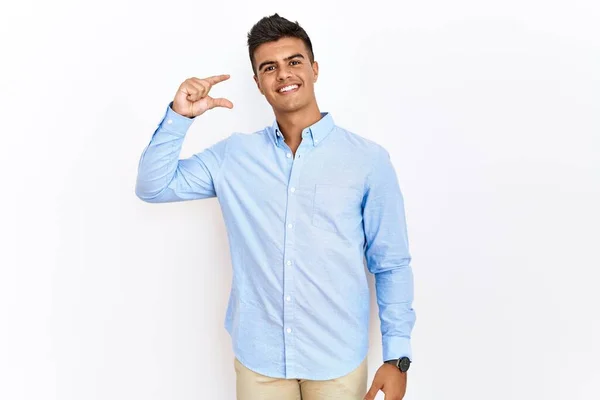 Young Hispanic Man Wearing Business Shirt Standing Isolated Background Smiling — Stock Photo, Image