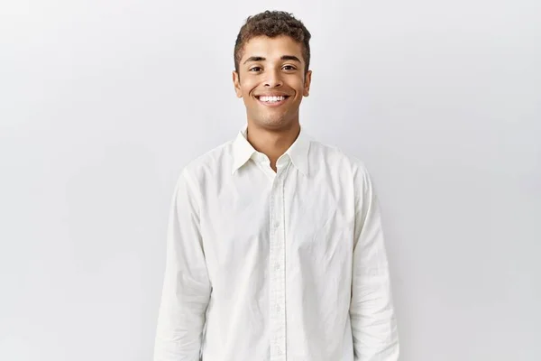 Young Handsome Hispanic Man Standing Isolated Background Happy Cool Smile — Stock Photo, Image
