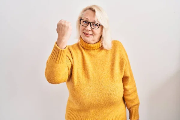 Middle Age Caucasian Woman Wearing Glasses Standing Background Angry Mad — Stock Photo, Image