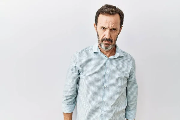 Middle Age Hispanic Man Beard Standing Isolated Background Skeptic Nervous — Stock Photo, Image