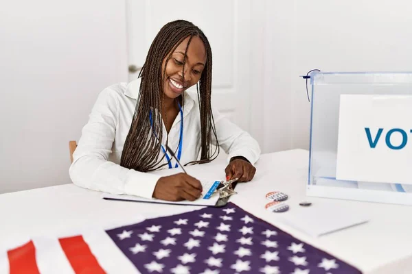 Young African American Politic Party Worker Working Electoral College — Stock Photo, Image