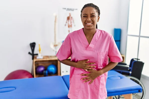 Young African American Woman Working Pain Recovery Clinic Hand Stomach — 스톡 사진