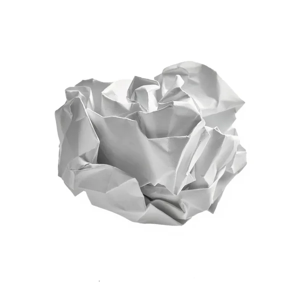 Jeden Bílý Zmačkaný Papírové Koule Přes Izolované Pozadí — Stock fotografie