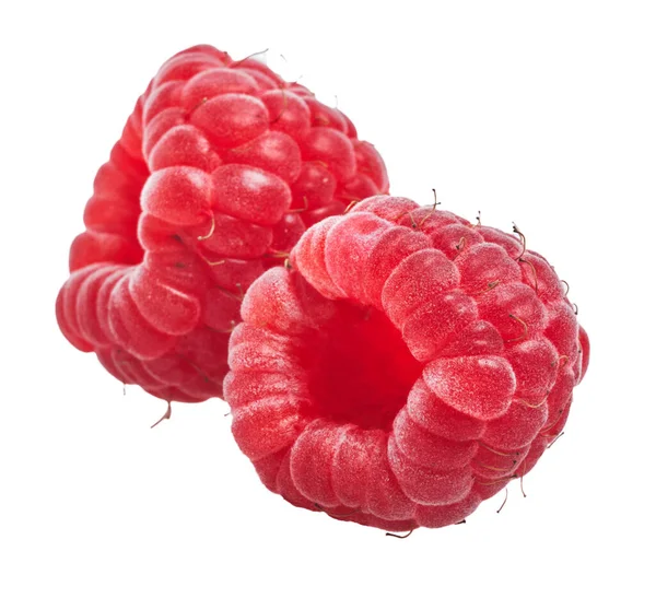 Delicious Two Raspberries Isolated White Background — Stock Photo, Image