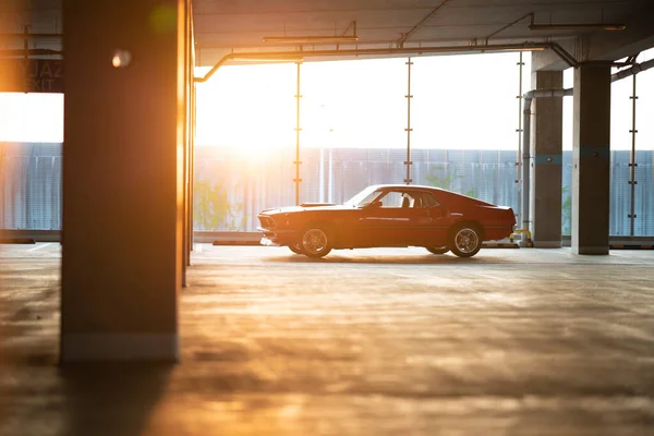 Wroclaw Poland May 2022 Retro Muscle Car Parked Sunset — ストック写真