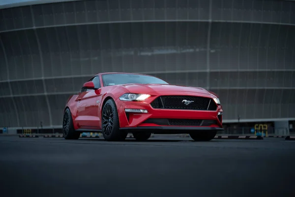 Wroclaw Poland August 2022 Red Powerful Car Ford Mustang Litre — Stockfoto