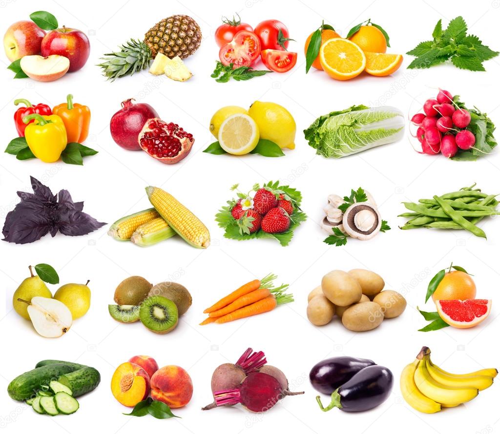 Collection of fresh fruits and vegetables