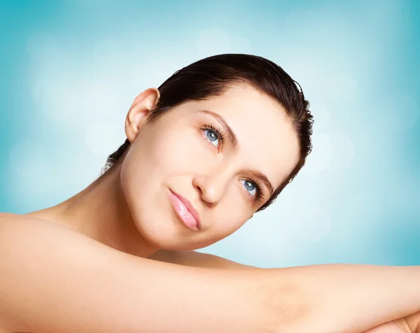 Hermosa mujer sonriente, primer plano — Foto de Stock