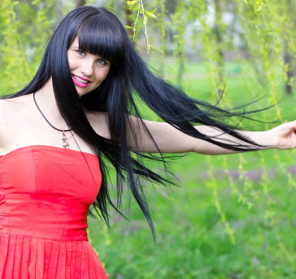 Beautiful woman with long hair — Stock Photo, Image