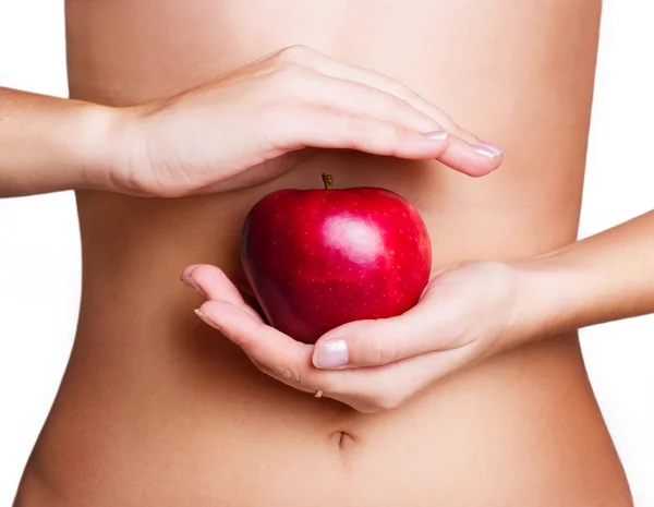 Kadın vücudu ile elma — Stok fotoğraf