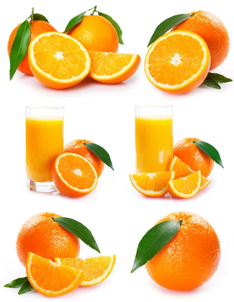 Samling av orange med juice — Stockfoto