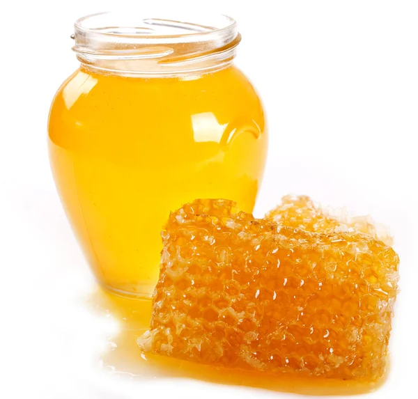 Honey with honeycomb — Stock Photo, Image