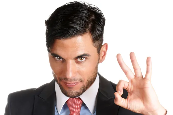 Businessman making ok sign — Stock Photo, Image