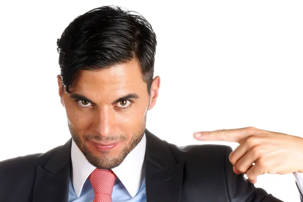 Businessman pointing at himself — Stock Photo, Image