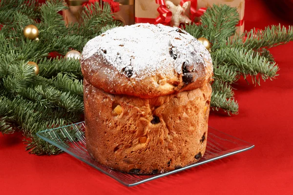 Panettone İtalyan Noel meyveli kek — Stok fotoğraf