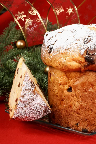 Panettone the italian Christmas fruit cake — Stock Photo, Image