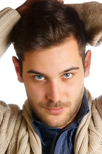 Mladý muž s modrýma očima — Stock fotografie