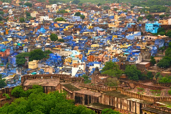 Jodhpur Den Blå Staden Rajasthan Indien Utsikt Från Mehrangarh Fort — Stockfoto